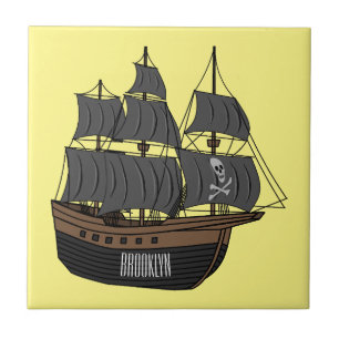 Ilustração de desenho animado de navio pirata