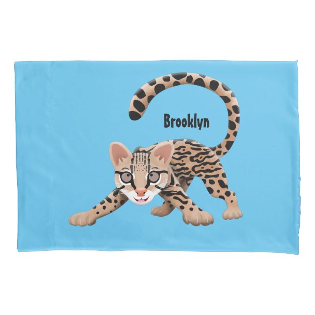 Ilustração de desenho animado de ocelote fofo (Frente)