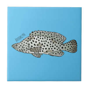 Ilustração de desenho animado de peixe-garoupa-jub