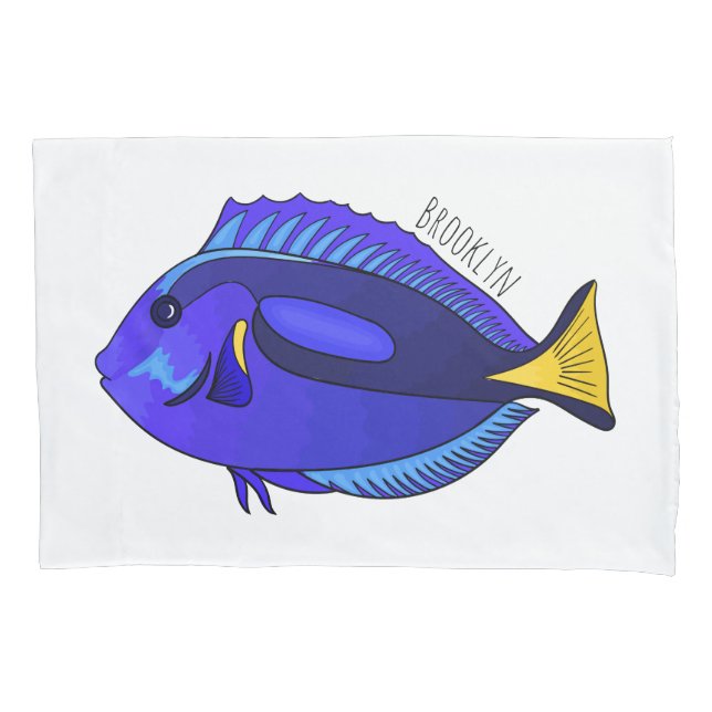 Ilustração de desenho animado de peixe marrom azul (Frente)