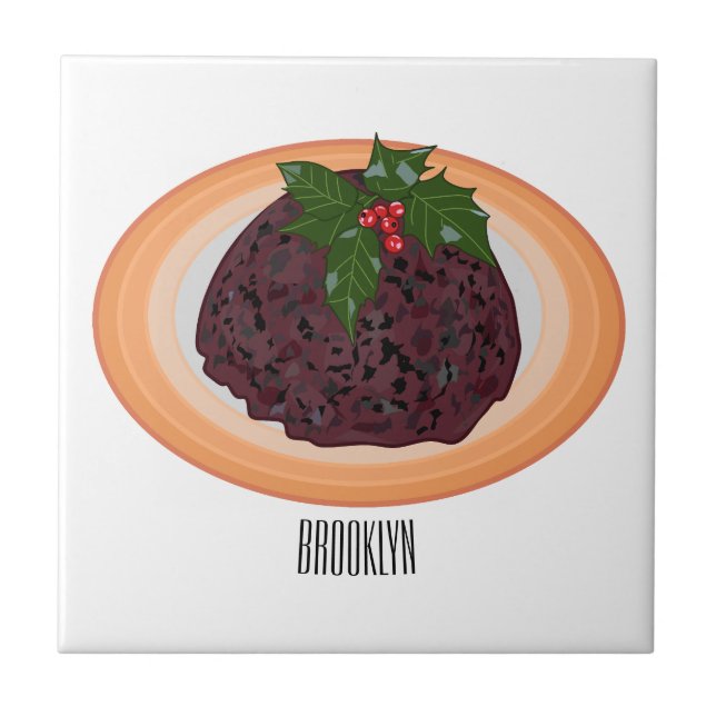 Ilustração de desenho animado de pudim de Natal (Frente)