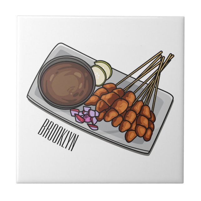 Ilustração de desenho animado de Satay (Frente)