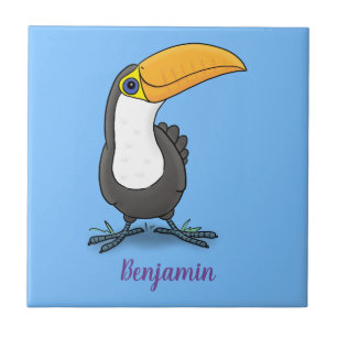Ilustração de desenho animado de tucano fofo feliz
