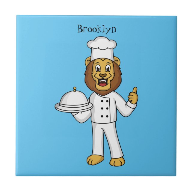 Ilustração de desenho animado do chef de leão (Frente)