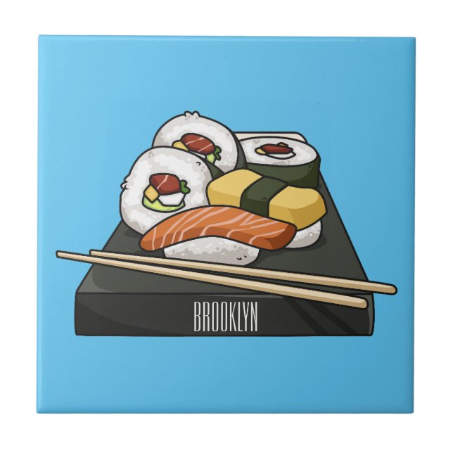 Ilustração de desenho animado Sushi (Frente)