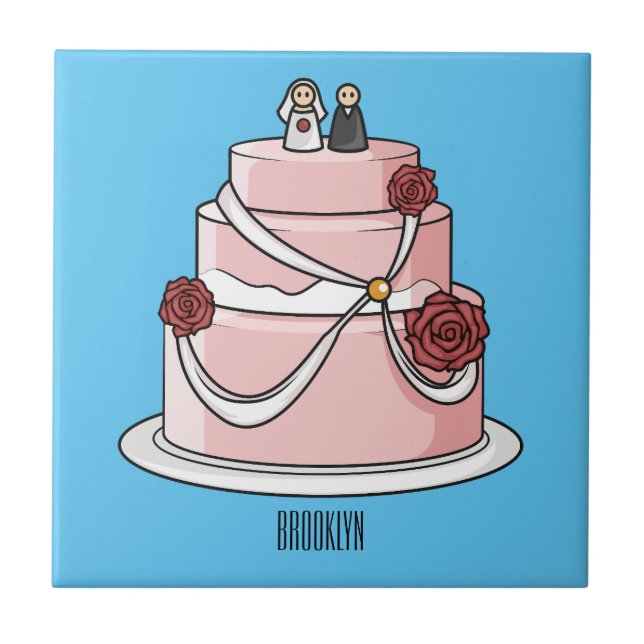 Ilustração de desenho de bolo de casamento (Frente)