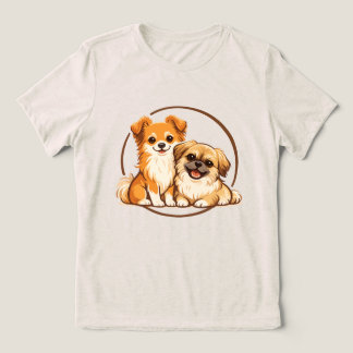 Ilustração de Duo de Cães Pomchi e Pequinês Fofos