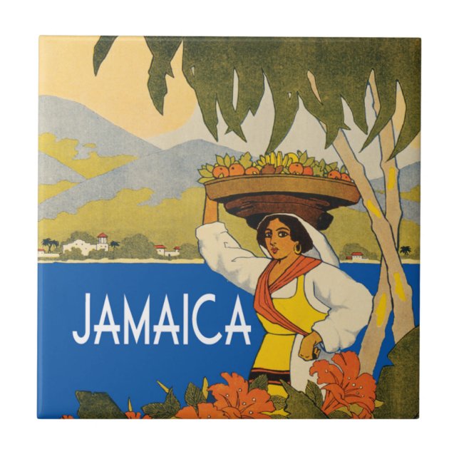 Ilustração de estilo de viagens vintage da Jamaica (Frente)