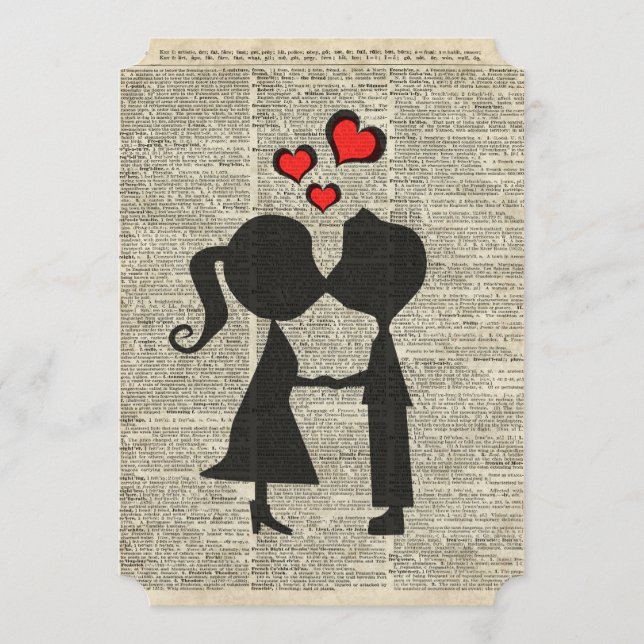 Ilustração de Eu te amo sobre uma página de dicion (Frente)