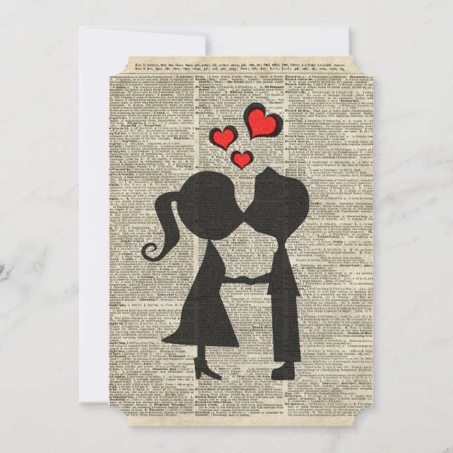Ilustração de Eu te amo sobre uma página de dicion (Frente)
