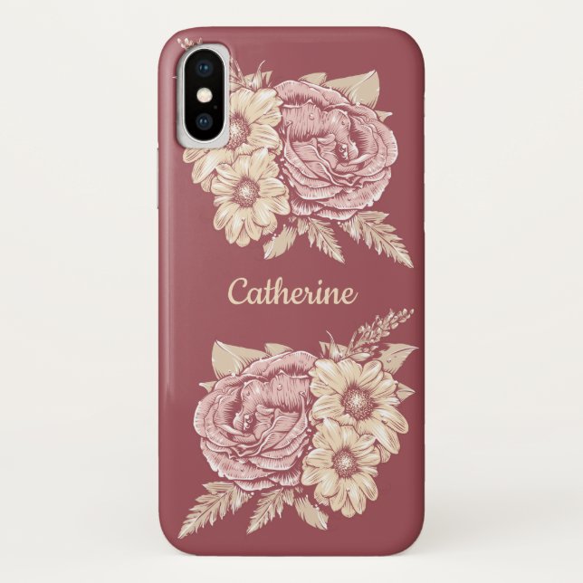 Ilustração de Flor capas de telefone de nome perso (Verso)