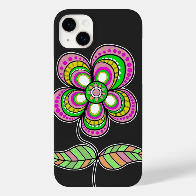 Ilustração de Flor Retro Colorida Fofa (Verso)