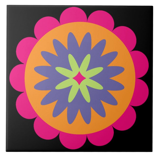 ilustração de formas florais laranja e rosa (Frente)