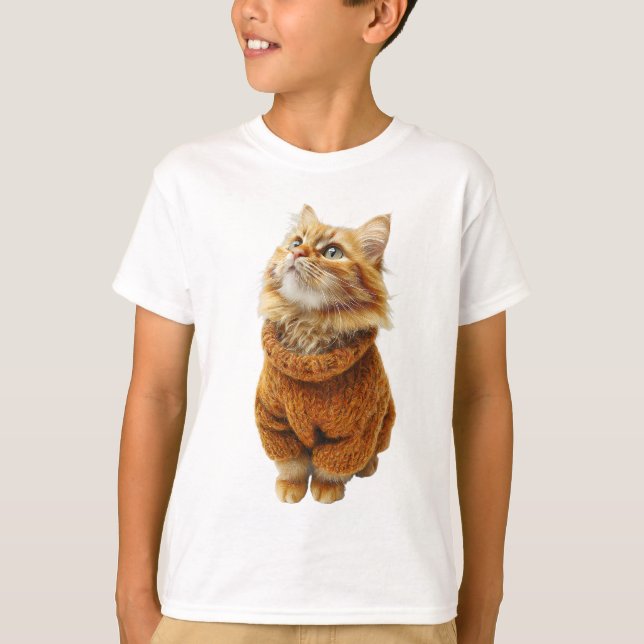 Ilustração de Gato com Suéter de Gengibre para Cri (Frente)