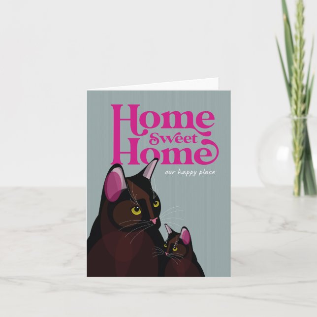 Ilustração de gato no cartão "Home doce home home  (Frente)