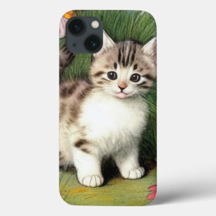 Ilustração de Gato Vintage com Flores Vermelhas