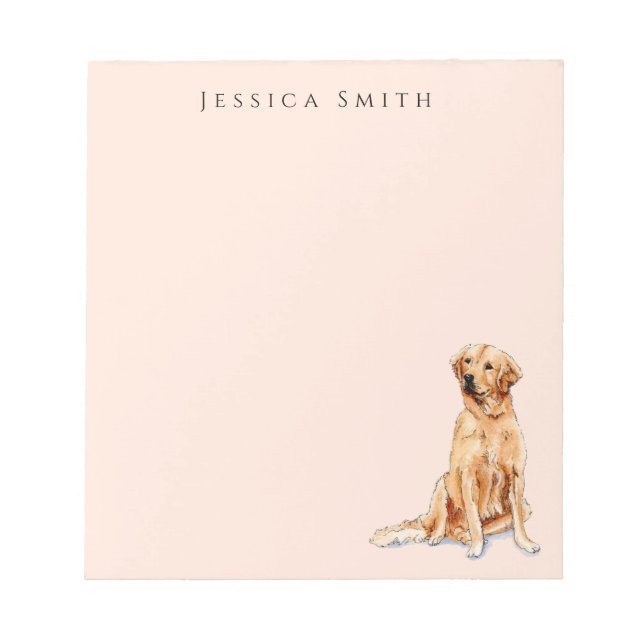 Ilustração de Golden Retriever em Bloco de Notas R (Frente)