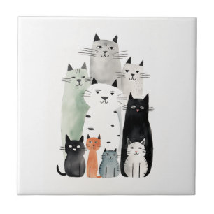 Ilustração de Gouache de Cats e Amigos