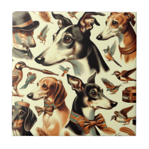 Ilustração de Greyhound Italiano Vintage