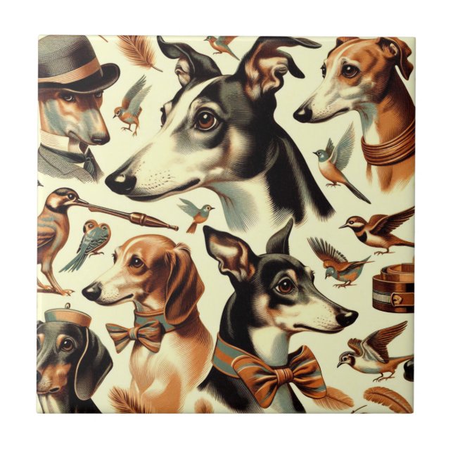 Ilustração de Greyhound Italiano Vintage (Frente)