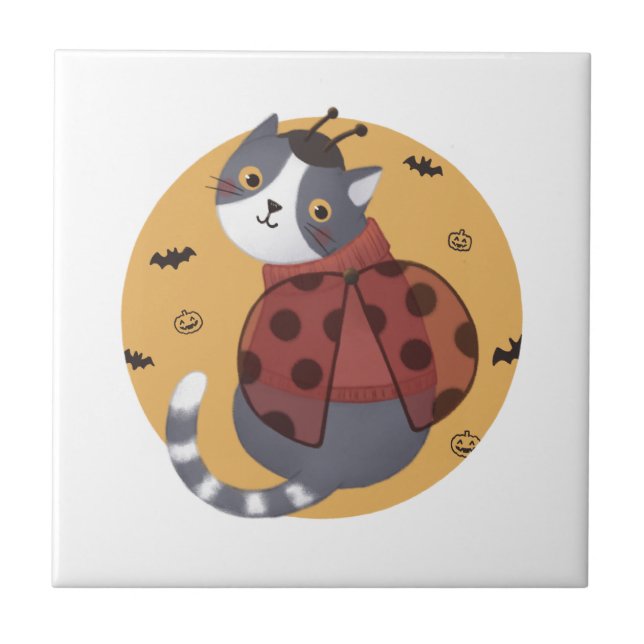 Ilustração de Halloween: Gato de Ladybug (Frente)