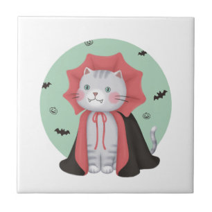 Ilustração de Halloween: Gato de Vampiro
