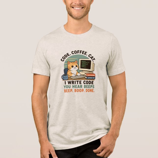 Ilustração de Humor de Programador de Gato de Café (Frente)