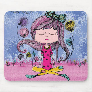 Ilustração de Ioga de Menina Fofa em Mouse Pad