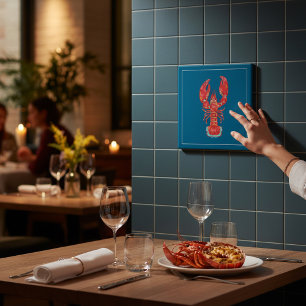 Ilustração de Lagosta Azulejo de Cozinha Náutica