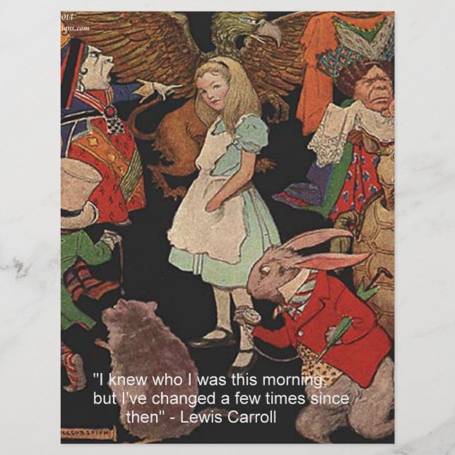 Ilustração de Lewis Carroll e Citação de Mudança d (Frente)