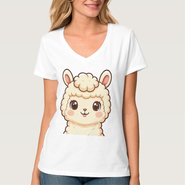 Ilustração de lhama fofa em camiseta (Frente)
