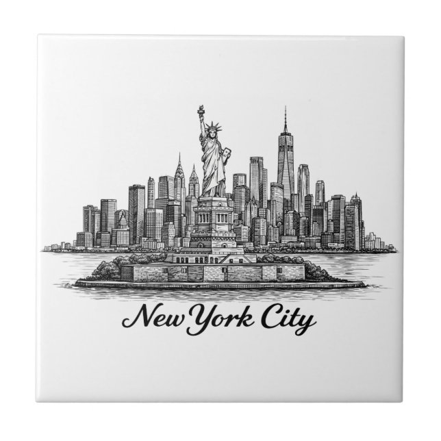Ilustração de Linha do Horizonte de Nova York (Frente)