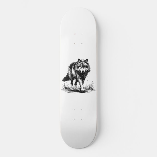Ilustração de Lobo Andando Skateboard (Frente)
