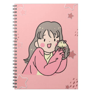 Ilustração de Menina Estética Fofa Caderno Espiral