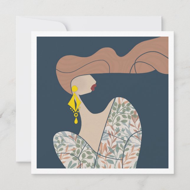 Ilustração de Moda de Mulher Elegante Cartão de Ar (Frente)