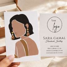 Ilustração de Mulher Morena Elegante Cartão de Neg