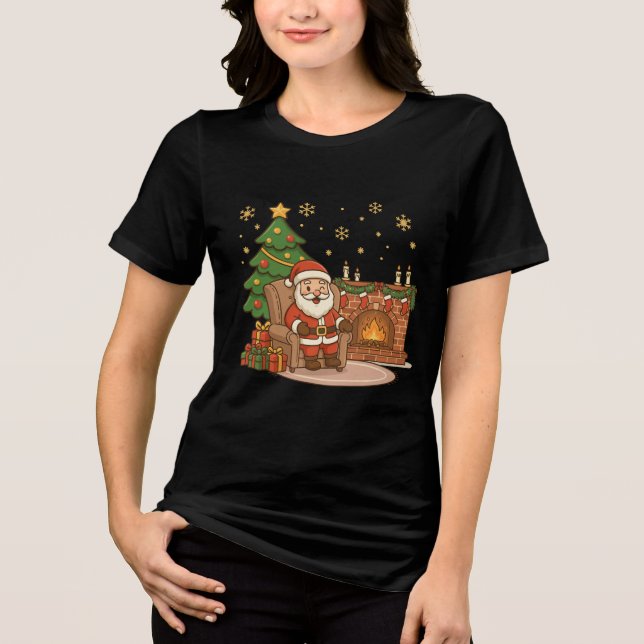 Ilustração de Natal do Papai Noel e Rena Fofa (Frente)