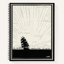 Ilustração de Nave Pirata de Vintage Espiral