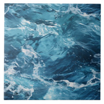 Ilustração de Ondas do Oceano Azul e Espuma do Mar