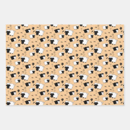 Ilustração de Ovinos de Cuta Preta e Branca