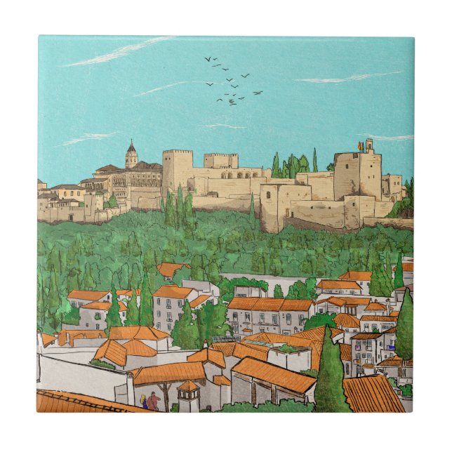 Ilustração de Paisagem de Espanha de Granada Cityv (Frente)