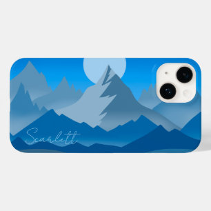 Ilustração de Paisagem de Picos de Montanha Azul