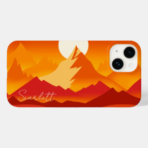 Ilustração de Paisagem de Picos de Montanha Sunset