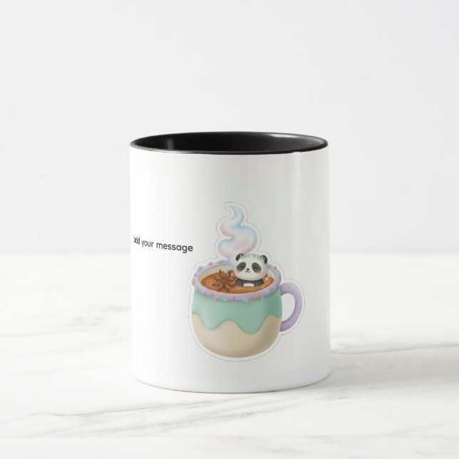 Ilustração de Panda Kawaii Fofo em Caneca de Chá (Centro)