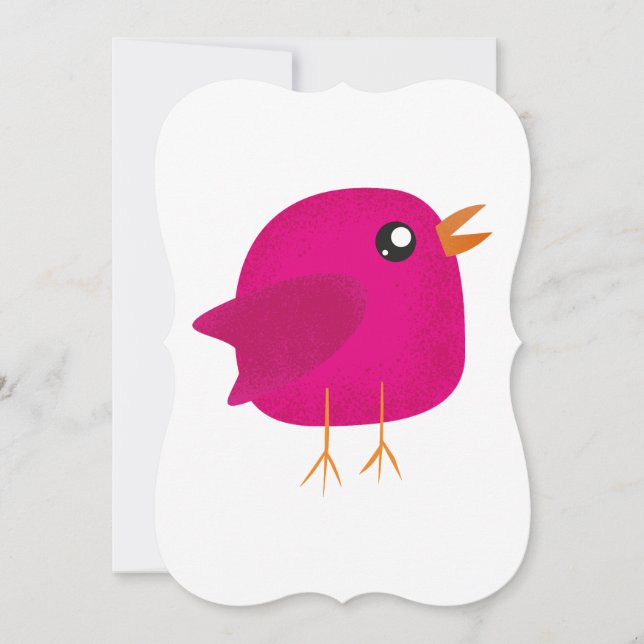 Ilustração de Passarinho Rosa Fofa (Frente)