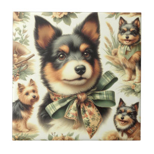 Ilustração de pintura Terrier australiana Vintage