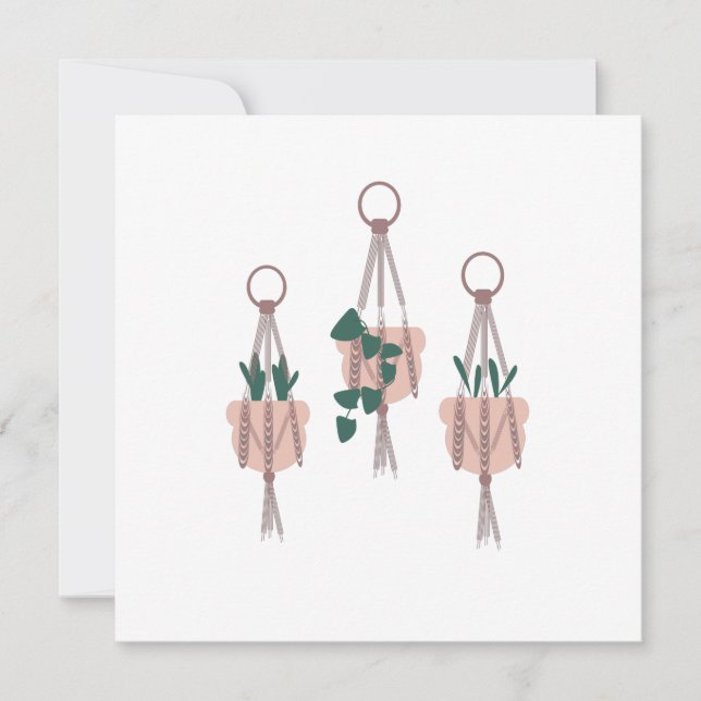Ilustração de Plantas em Macrame para Vasos e Pote (Frente)
