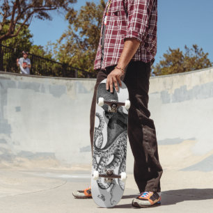 Ilustração de polvo skateboard