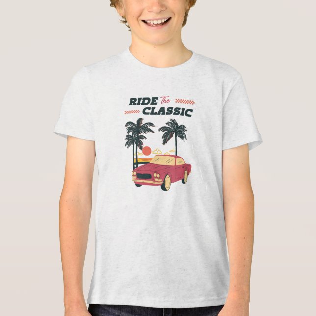 Ilustração de Praia Carro Clássico Retro (Frente)