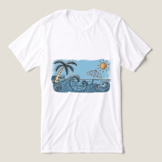 Ilustração de Praia com Vibrações de Verão